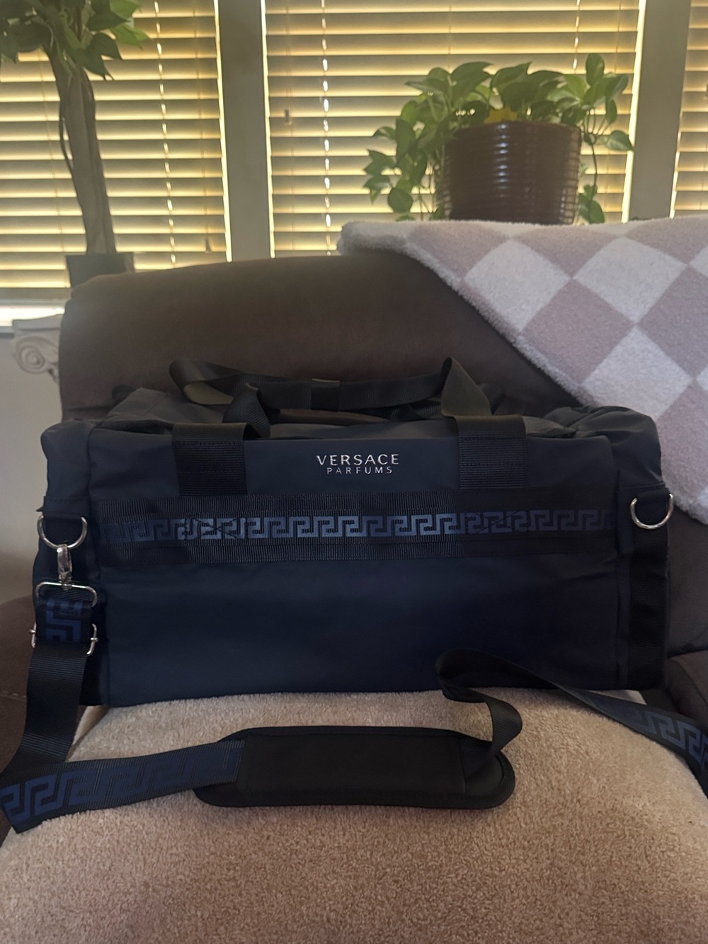 NWT Versace Parfums Men's Navy/Black Weekender Duffel Bag/Convertible Backpack